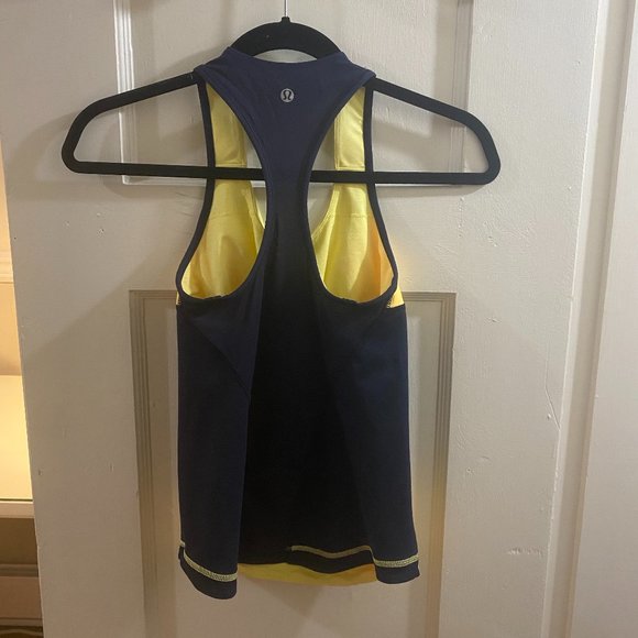 *NOT FOR SALE/SOLD* Lululemon Racerback Tank (Yellow/Navy) Size 4 - Picture 2 of 3